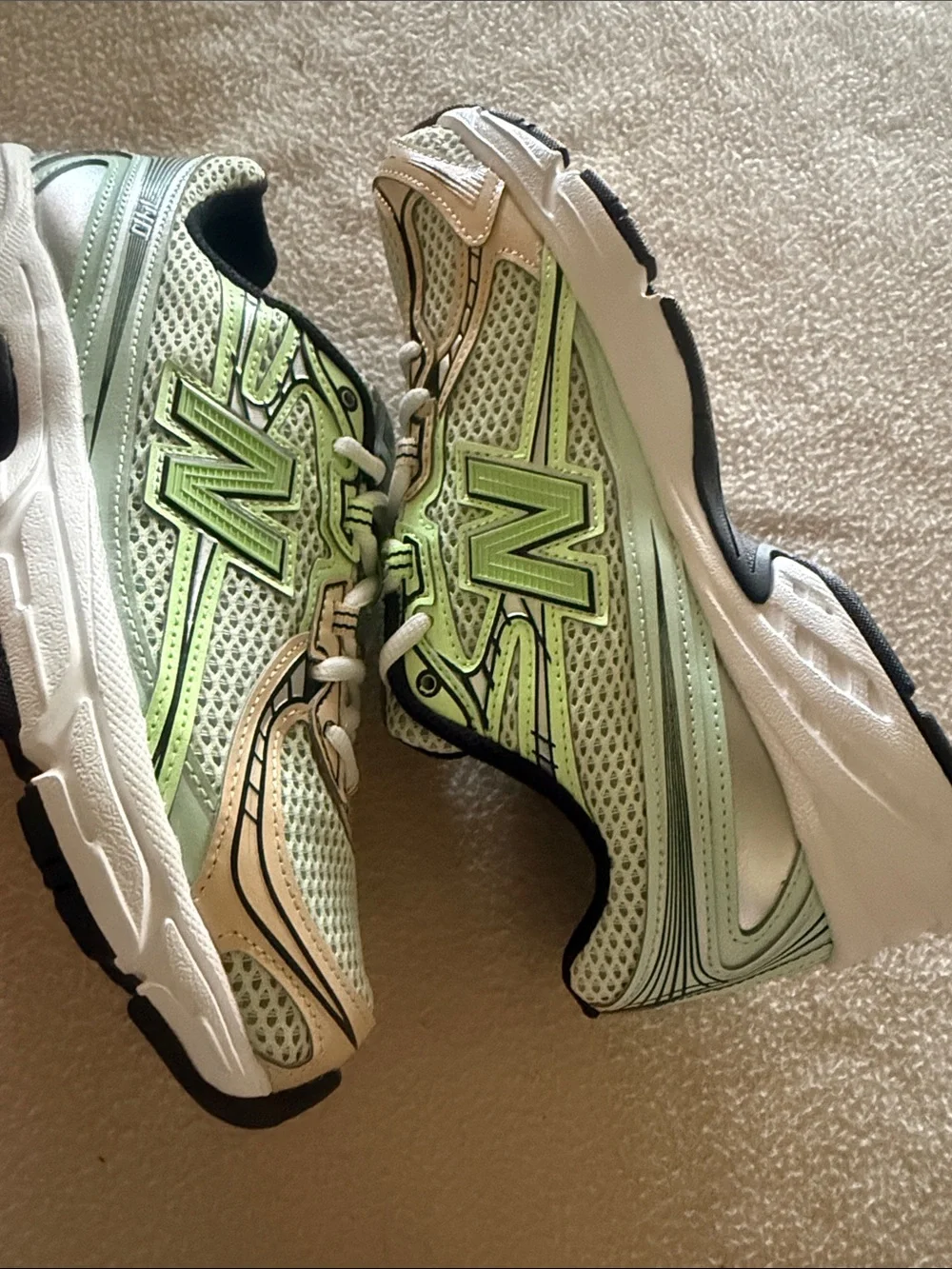 New Balance Kids Light Green and White Sneakers